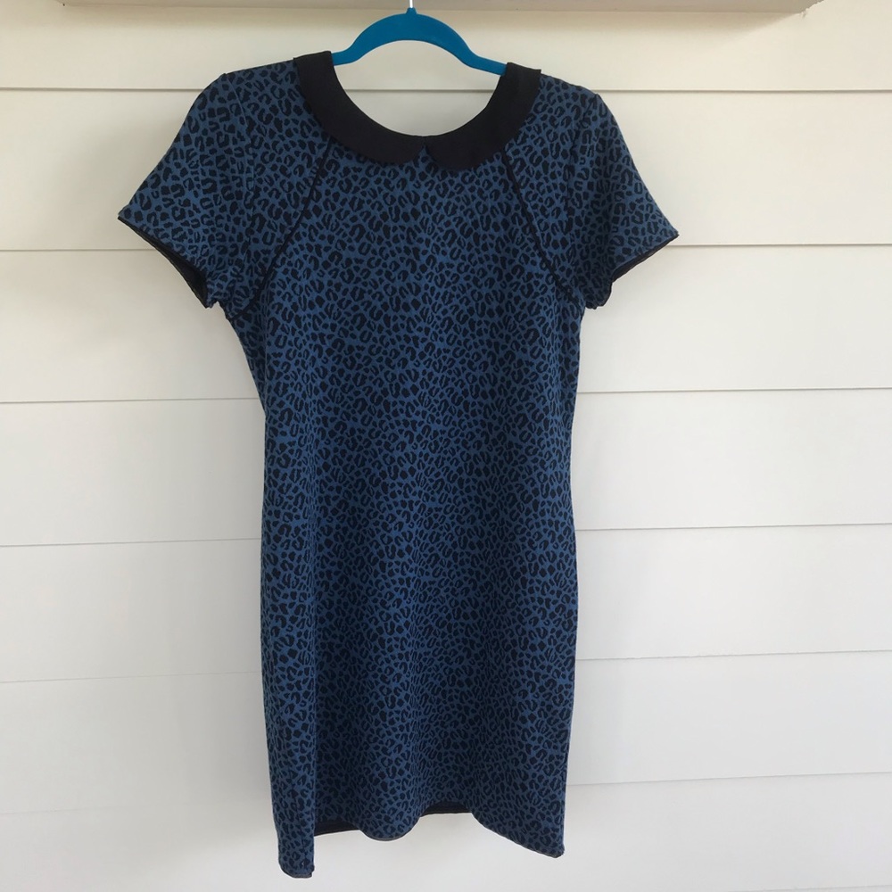 Urban outfitter blue cheetah print collared dress